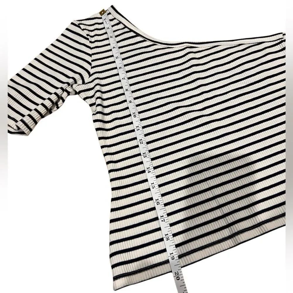 RITA ROW Ras Striped Blue Top One-Shoulder Size Large - Picture 10 of 15